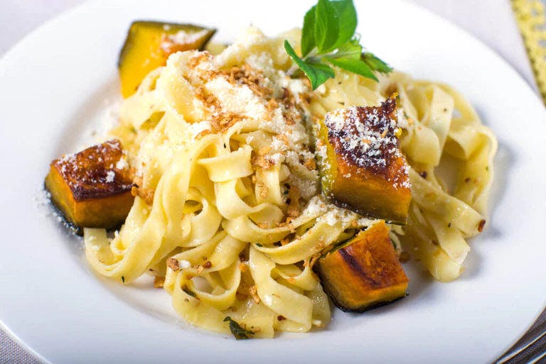 Autumn-inspired baked pappardelle with fall squash and True Lemon