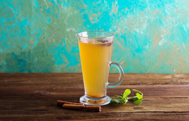 Hot Toddy is a glass with cinnamon sticks