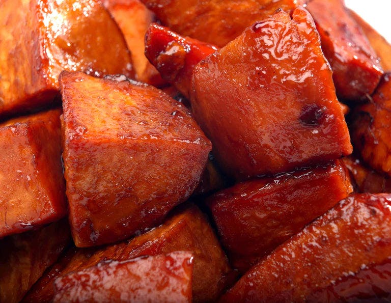 Roasted sweet potatoes with a delightful maple glaze