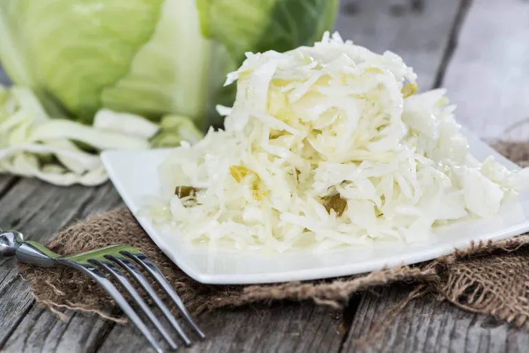 Plate of delicious, creamy coleslaw