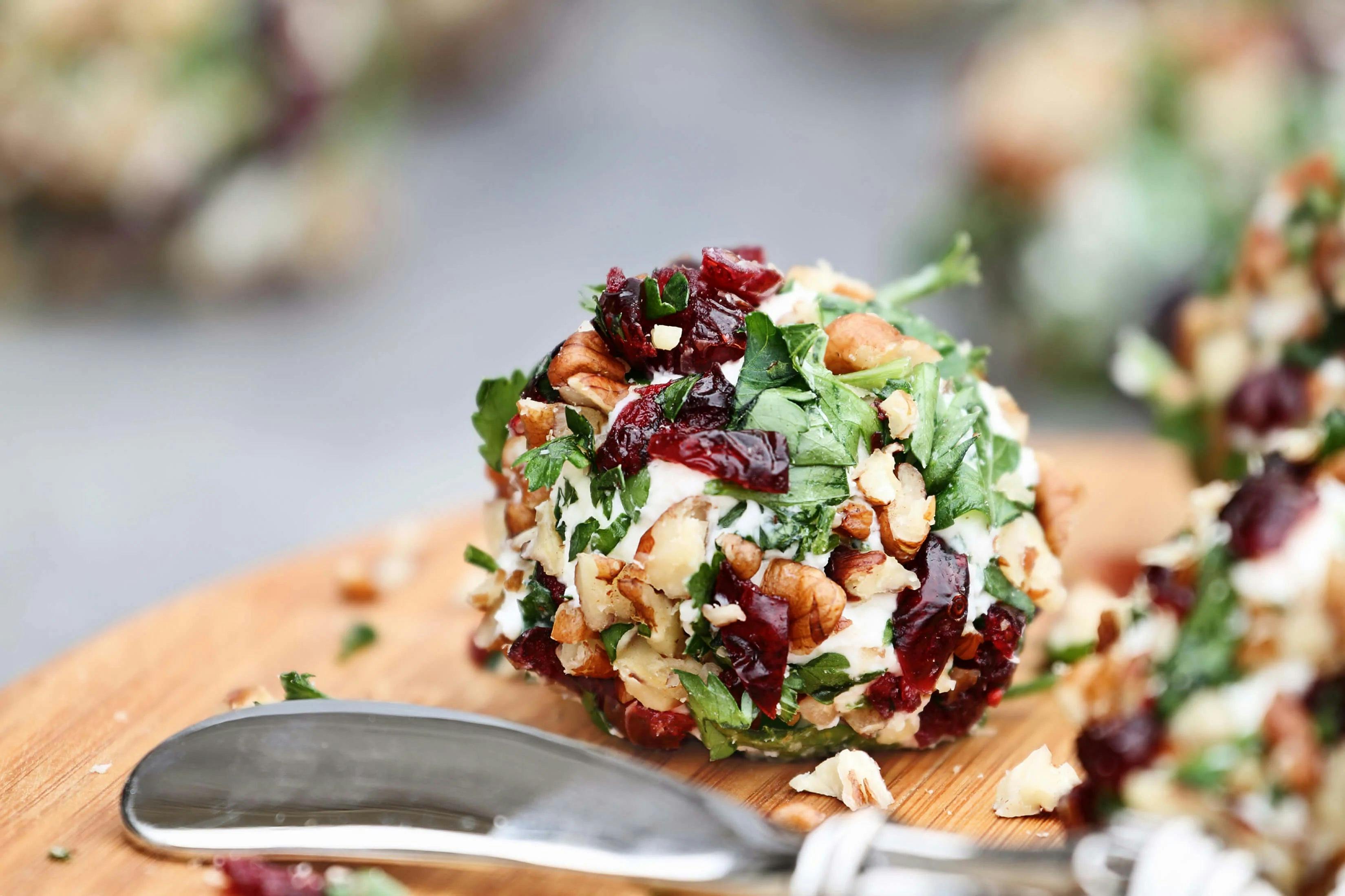 Fresh True Lemon Cheese Ball on a wooden board