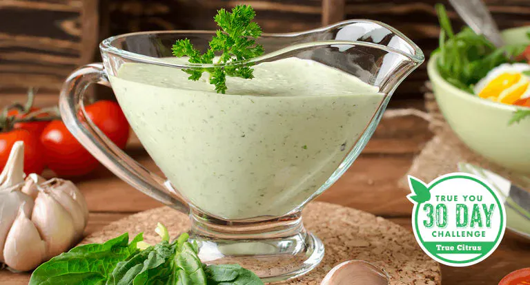 Vibrant green cream sauce in a bowl