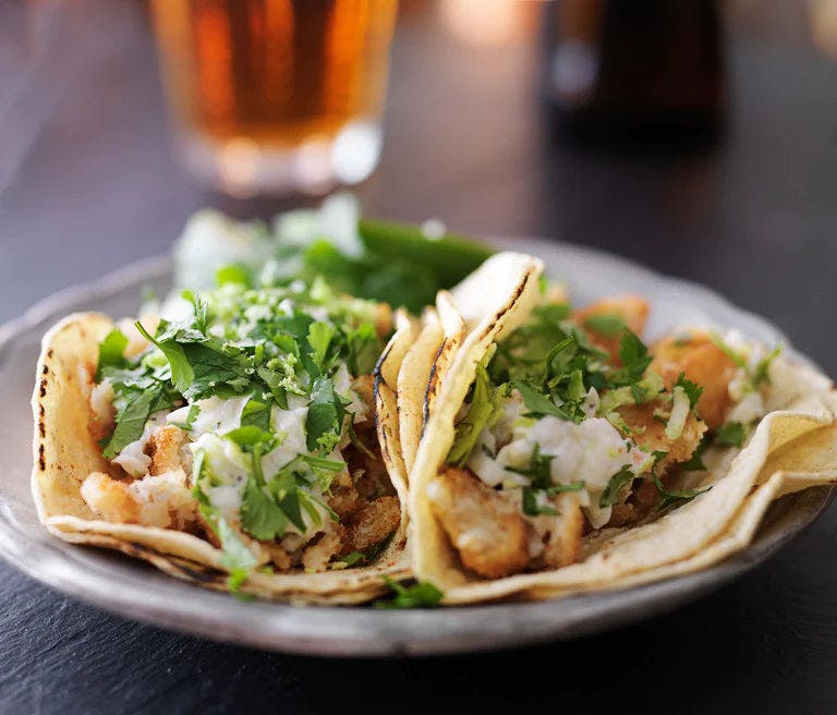 Delicious fish tacos with fresh toppings