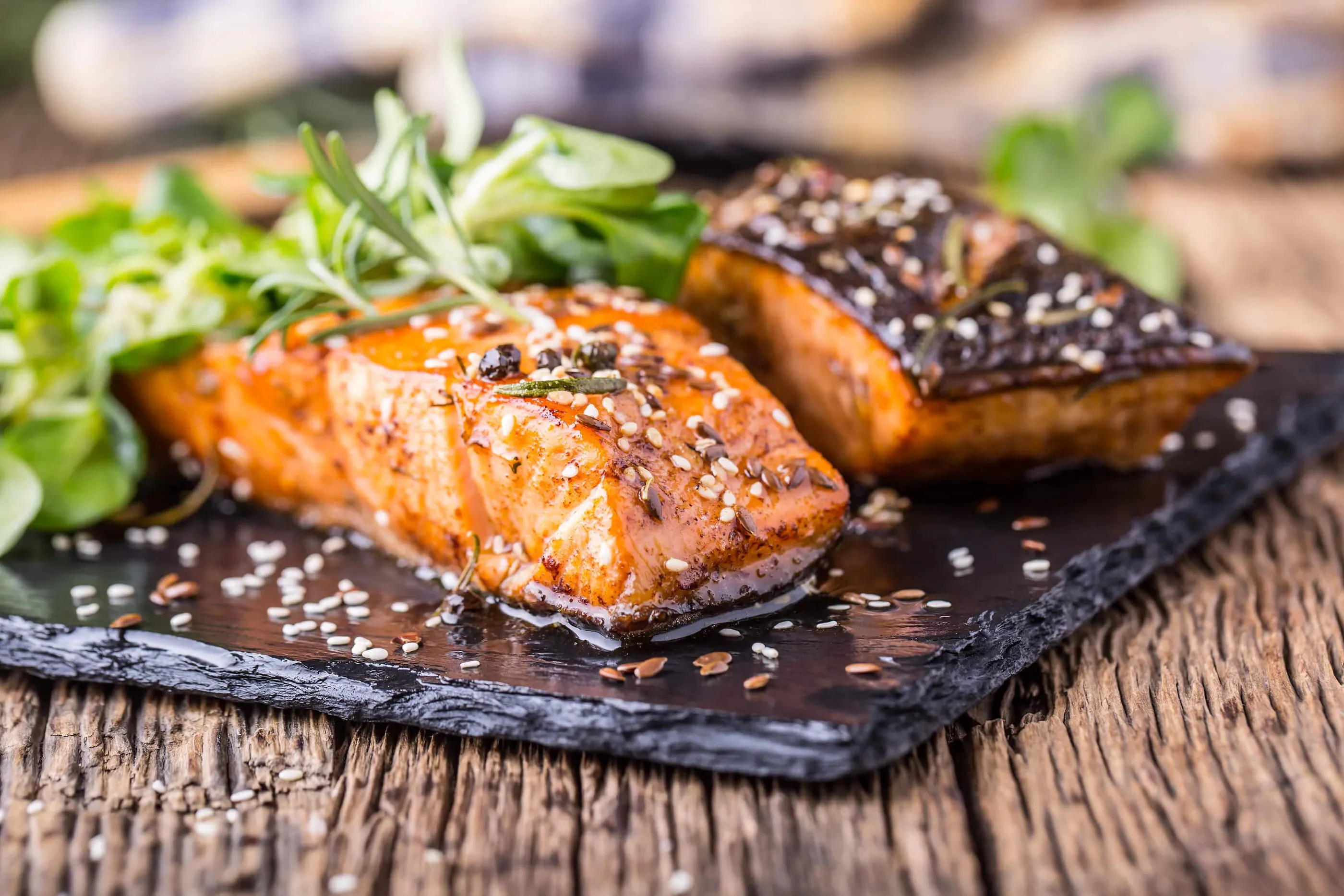 Orange Ginger Miso-Glazed Salmon on a plate
