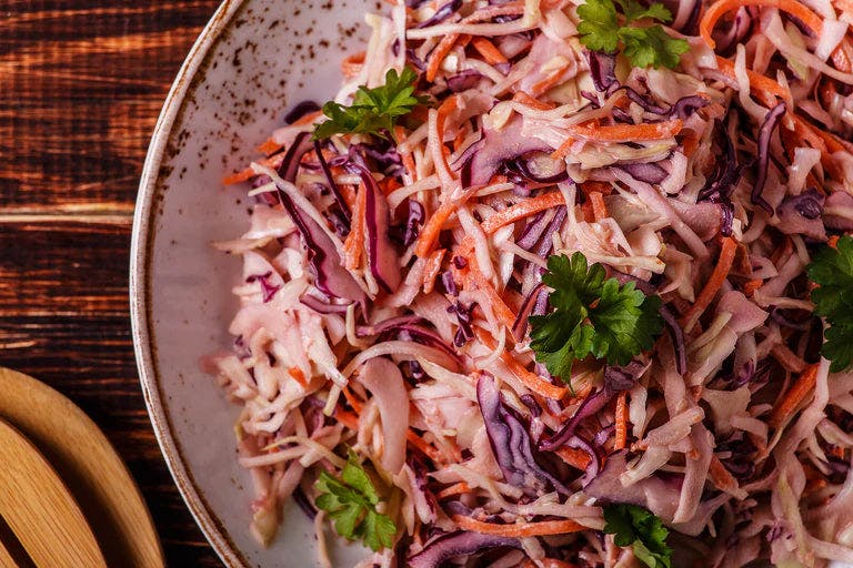 Vibrant Asian slaw with fresh vegetables and savory dressing