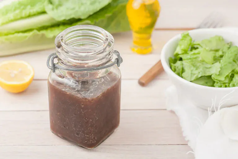 Balsamic citrus marinade in a glass jar