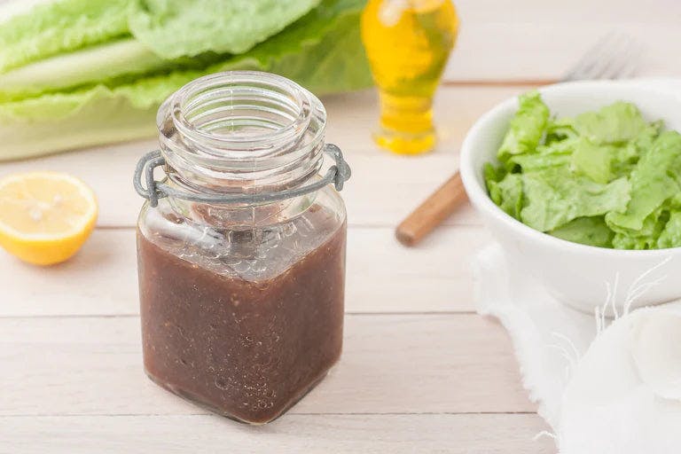 Balsamic citrus marinade in a glass jar