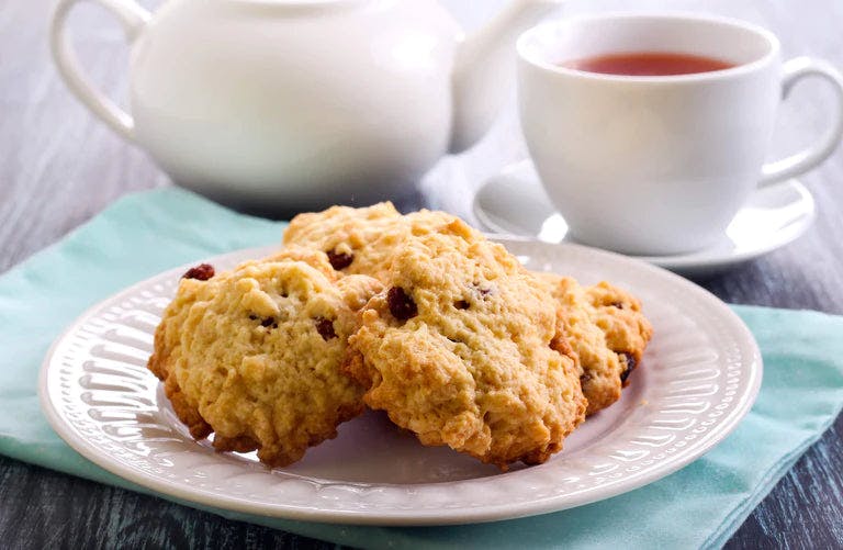 Delicious lemon rock cakes on a white plate