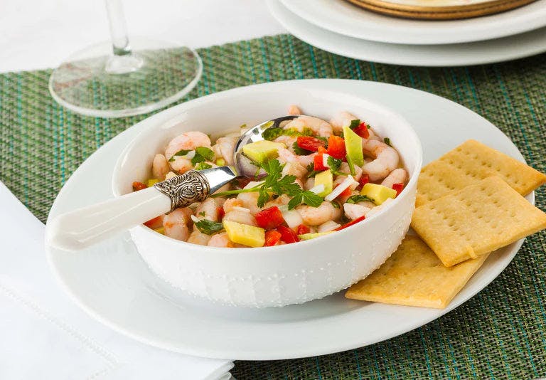 True Lemon and True Lime Ceviche in a bowl.