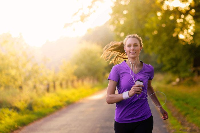 woman in purple out for a run