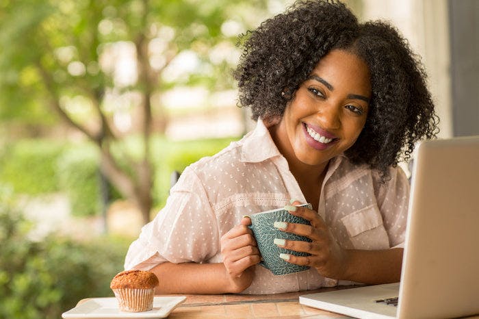 Professional woman enjoying a cup of tea